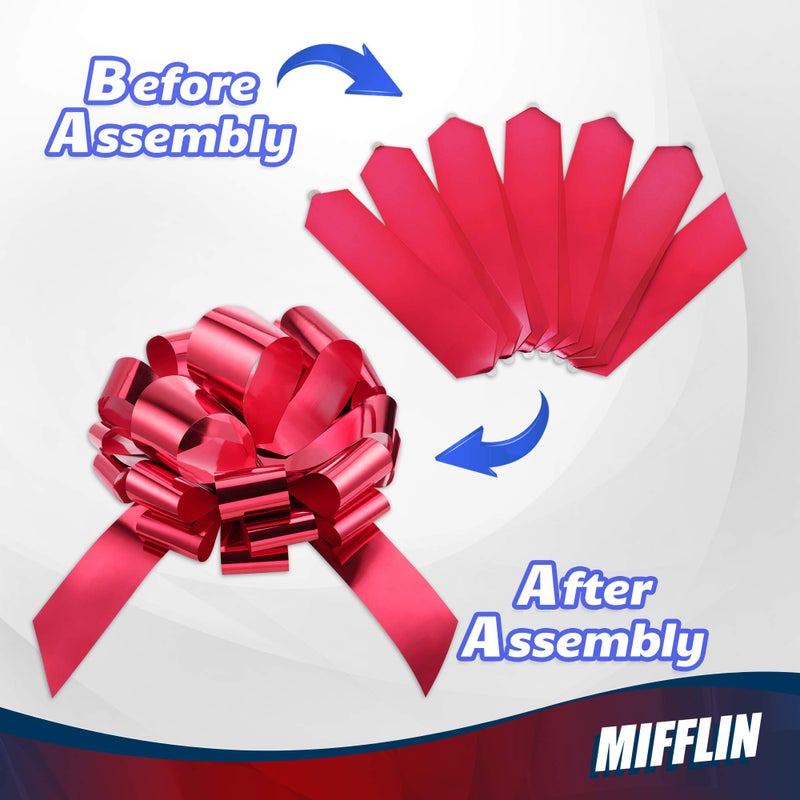MIFFLIN قوس سيارة ميفلين-أمريكا الكبير (أحمر لامع، 18 بوصة) قوس هدية، قوس عملاق للسيارة، قوس عيد ميلاد، قوس سيارة ضخم، أقواس سيارات، قوس أحمر كبير، قوس للهدايا، قوس عيد الميلاد للسيارات، تغليف الهدايا، قوس هدية كبير - Image 3
